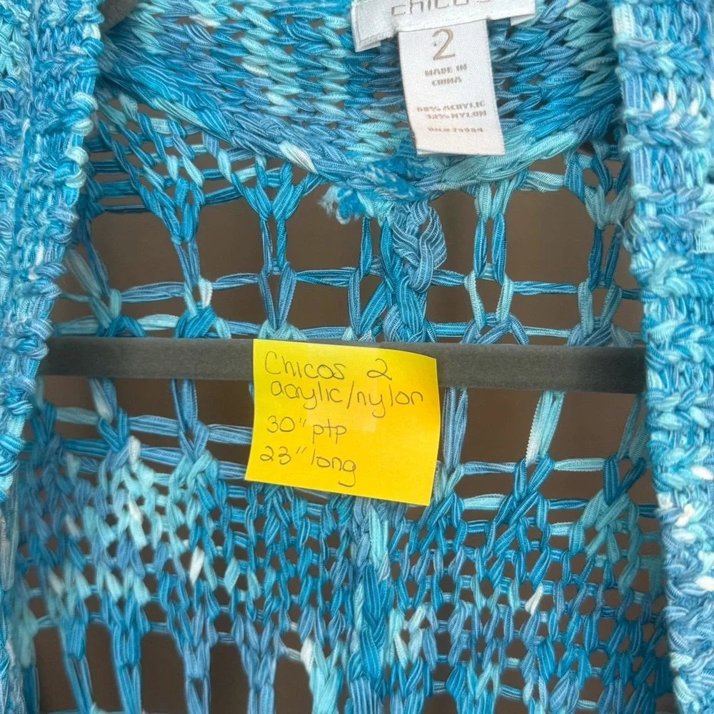 Chico's Turquoise Open Weave Cardigan - Picture 2 of 3